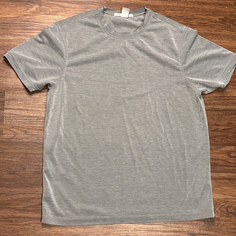 Perry Ellis Men's Large Gray Short Sleeve Crew Neck Shirt Minimalist Casual